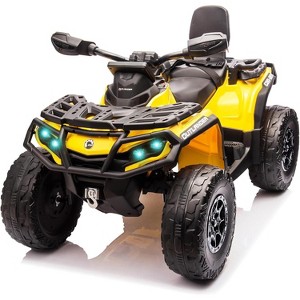 2 Seater Ride On Car, 24V Licensed Can-Am Electric ATV Car for Kids, 4 Wheeler Electric Toy Car with Bluetooth, Led, 5 Mph Max Speed, Yellow - 1 of 4