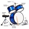 SEVOBAL Drum and Percussion Accessories, 14"x10" 3-Piece Junior Kids Drum Set Kit with Stool, Cymbal, and Accessories, Blue, 19.69"*15.75"*18.11" - 2 of 4