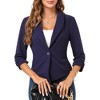 Women's 3/4 Ruched Sleeve Cropped Blazer Shawl Lapel Stylish Open Front Cardigan - 2 of 4