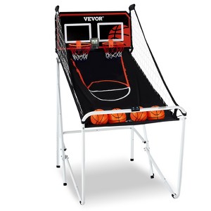 VEVOR Foldable Basketball Arcade Game, 2 Player Indoor Basketball Game, Home Dual Shot Sport with 4 Balls, 8 Game Modes, (Black & White) - 1 of 4