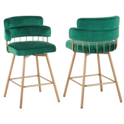DSVIMOY Counter and Bar Stool Set Football Print Upholstered Velvet Seat with Gold Frame for Kitchen, Gold and White, 40.55"*17.71"*9.05"