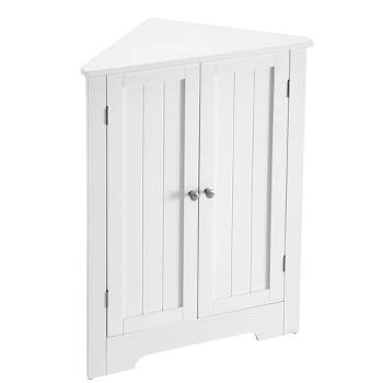 VASAGLE Corner Cabinet, Storage Cabinet with Doors and Adjustable Shelf, for Small Spaces Modern Design, Classic White