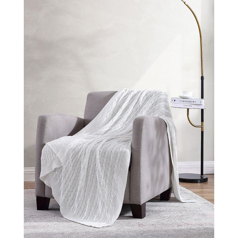 Kate Aurora University Living® Ultra Soft & Plush Oversized "The Scholar" Cable Knit Cotton Accent Throw Blanket, 1 of 4