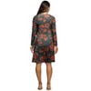 24seven Comfort Apparel Maternity Long Sleeve Fit and Flare Dress in Green Orange Floral Print - 3 of 3