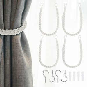 Unique Bargains Cotton Hand-Woven Decorative Metal Hook Curtain Drapes Holdbacks 23.6" - 1 of 4