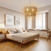 PAKOKULA Modern 5-Light Painted Gold Finish Farmhouse Drum Chandelier with 2-Tier Hand-Woven Rattan Shade - 4 of 4