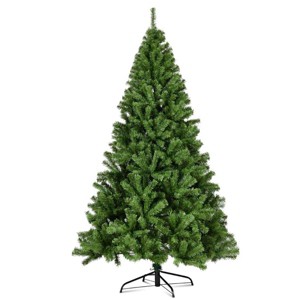 Tangkula 7.5ft PVC Artificial Christmas Tree 1346 Hinged Tips w/ Solid Metal Leg - 1 of 4