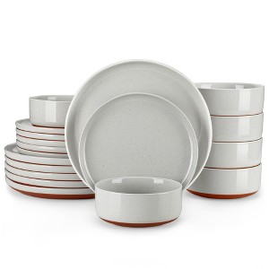vancasso 18 Piece Set With Curved Edge Sesame Glaze, Mix Color plate surface Khaki plate bottom, With 6 dinner plates/dessert plates/cereal bowls - 1 of 4