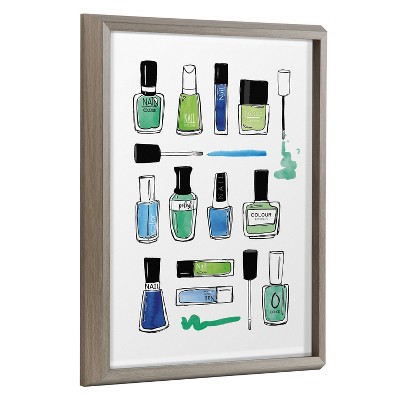 16" x 20" Blake Hello Lovely Nail Polish by Lindsay Hopkins Framed Printed Glass Gray/Blue - Kate & Laurel All Things Decor