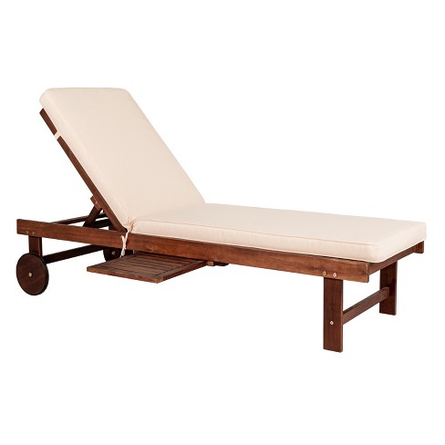 Seabrook 69 X 24 Inch Outdoor Acacia Wood Lounger With Cushion 5