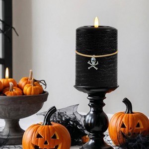 LumiPur 3.5"x5" Signature Natural Glow Halloween Flameless LED Wax Pillar Candle Black - 1 of 4
