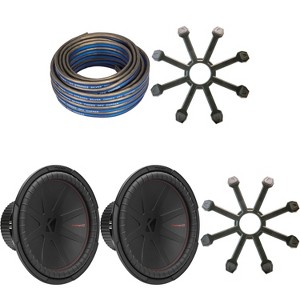 Kicker 15 Inch Comp R Woofer (2) 48CWR154 w/ Grills & Speaker Wire Package - 1 of 4