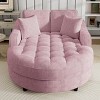 2 Seat Chenille Chaise Lounge,Oversized Round Tufted Cushion Sofa with Rolled Arms,Removable Pillows for Living Room-Cuddlewood - 2 of 4