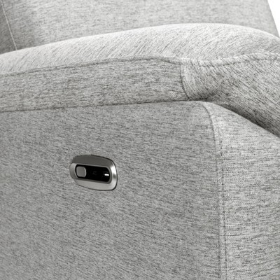 Frost Grey Upholstered Wood Swivel Recliner Chair