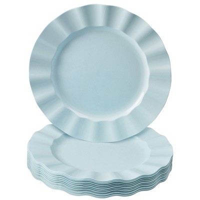 Silver Spoons Elegant Disposable Plastic Plates for Party, Heavy Duty Mint Disposable Plate Set, (10 PC) - Veil	
