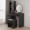 KTMBDW Modern Makeup Vanity Table Set with Side Cabinet and LED Mirror, Retractable Dressing Table with Power Outlets, 3 Light Colors for bedroom - 2 of 4