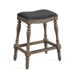 Comfort Pointe Collins Counter Height Barstool Charcoal: Upholstered, Wood Legs, Nailhead Trim - 1 of 4