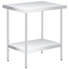 Stainless Steel Table, Heavy Duty Worktable with Adjustable Undershelf and Locking Casters, 2 Tier Metal Prep Table for Kitchen, Restaurant, Garage - 2 of 4
