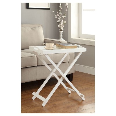 White MDF Folding Tray Table with Criss Cross Base