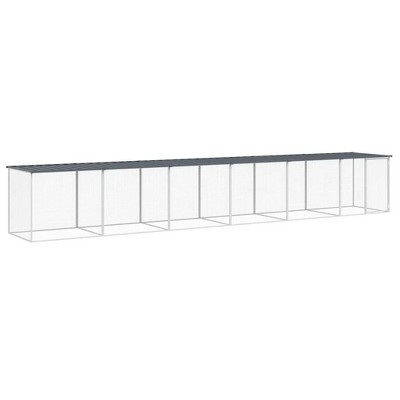 vidaXL Chicken Cage - Versatile and Spacious, Galvanized Steel Construction, Mesh Design, Roof-Protected, Anthracite, Dimensions - 237.4"x38.6"x35.4"