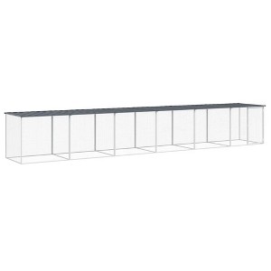 vidaXL Chicken Cage - Versatile and Spacious, Galvanized Steel Construction, Mesh Design, Roof-Protected, Anthracite, Dimensions - 237.4"x38.6"x35.4" - 1 of 4