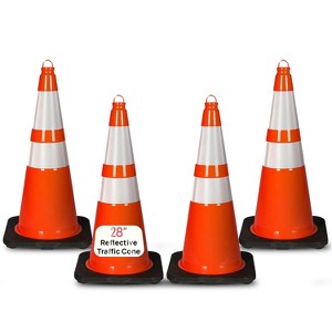 Pyle 28" PVC Traffic Cone - High Visibility, Pack of 4 - PTCN28X4.5 - 1 of 4