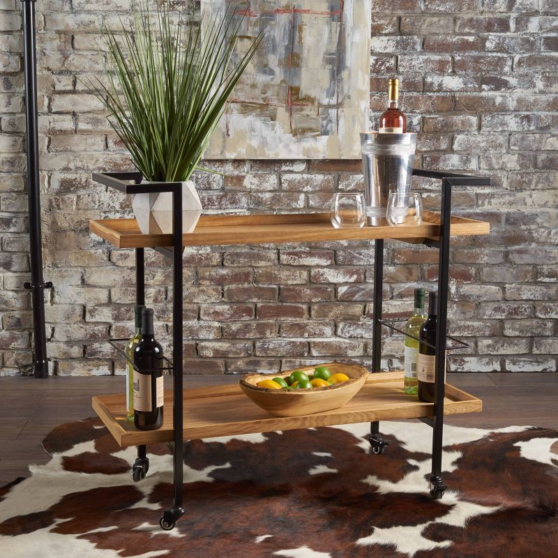 Gerard Industrial Wooden Bar Cart - Christopher Knight Home, 3 of 13