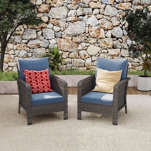 Brafabhome Modern Conversation Sofa Set, 2PCS Outdoor Patio Rattan Furniture Set, All Weather Sectional Sofa Couch with Cushions - 1 of 4