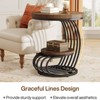 SEVOBAL End Tables Round Side Table Two Tier Storage with Metal Arc Frame for Living Room or Bedroom , Light Brown, 21.65"*31.5"*10.04" - 3 of 4