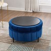Kumasinova 31.5"W Round Velvet Ottoman with Reversible Lid,Versatile Coffee Table Ottoman for Living Room,Accent Footstool,275lbs Max - 3 of 4