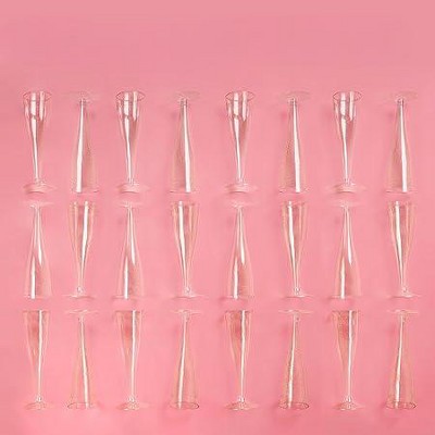 Silver Glitter BPA-Free Plastic Champagne Flutes, 6 oz, 24 Pack