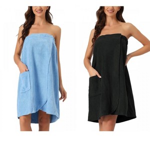 INSPIRE CHIC Women's 2 Pcs Bath Gym Towel Wrap with Shower Cap Spa Robe - 1 of 4
