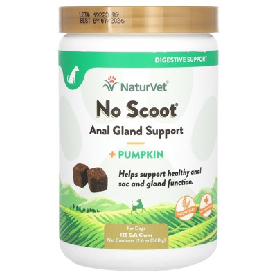 NaturVet No Scoot, Anal Gland Support + Pumpkin, For Dogs, 120 Soft Chews, 12.6 oz (360 g)