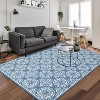 Washable Hallway Runner Rug Machine Washable Modern Floral Low Pile Area Rug with Rubber Backing Foldable Carpet - 2 of 4