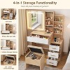 Vanity Desk with Mirror and Lights, Makeup Vanity with Drawer & Storage Shelves, Cabinet, 3 White Lighting Modes Adjustable Brightness, Power Outlet - 4 of 4