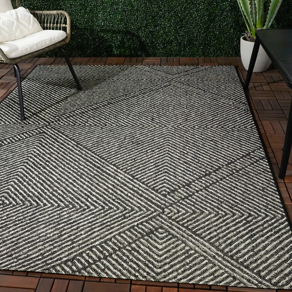 Photos - Doormat 7'10"x10' Large Diamond Indoor/Outdoor Rug - Black/Natural - Threshold™