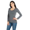 24seven Comfort Apparel Womens Solid Long Sleeve Scoop Neck Top - 2 of 4