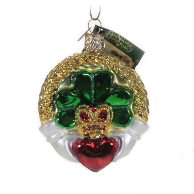 Old World Christmas 3.25" Claddagh Saint Patricks Day Clover  -  Tree Ornaments