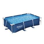 Bestway 56545E Steel Pro Outdoor Rectangular Frame Above Ground Family Kids Swimming Pool with Easy Setup, Blue