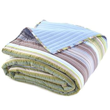 The Lakeside Collection Aidan Stripe - Blue Full/Queen Quilt