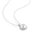 EVERLY JEWELRY | Sterling Silver 11-12 MM White Cultured Freshwater Pearl and White Topaz Halo Pendant with Chain - 18 in - 4 of 4