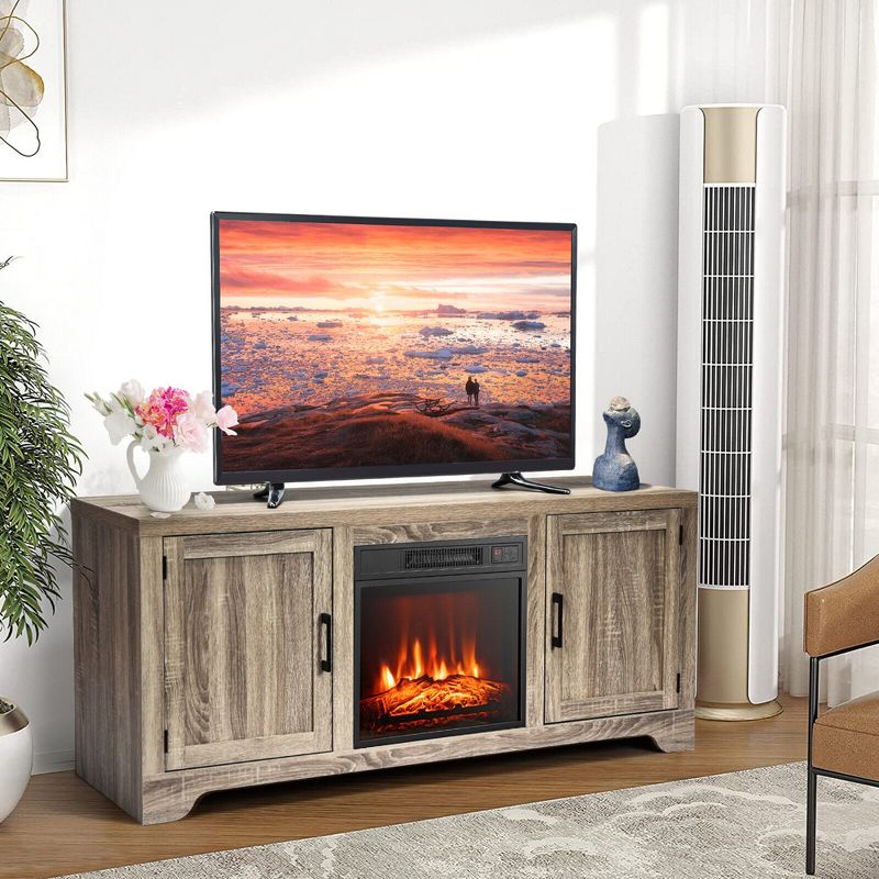 Tangkula 1400W Electric Fireplace TV Stand Storage Cabinet Console &Heater for 65" TV, 2 of 11