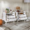 2pk Mid-Century Modern Solid Wood 2 Drawer Storage Nightstands White - Saracina Home: Tapered Legs, Pine Frame - 4 of 4