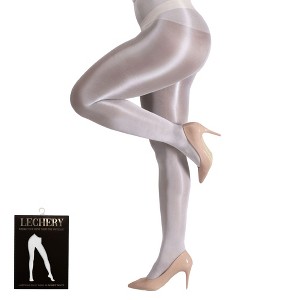 LECHERY Women's Lustrous Silky Shiny 40 Denier Semi-Opaque High-Waisted No Waistband Nylons Pantyhose Stockings (1 Pair) - 1 of 4