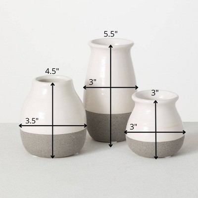 Petite Trio Gray and White Ceramic Vase Set