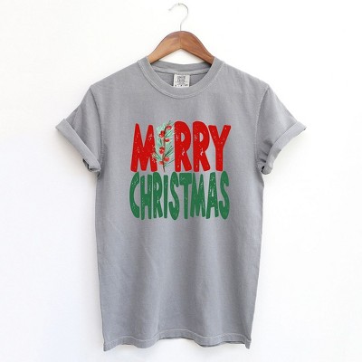 Simply Sage Market Women's Red and Green Merry Christmas Short Sleeve Garment Dyed Tee