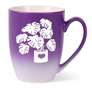 Elanze Designs Botanical Foliage Nature Coffee Cup Mug 12 Ounce Ceramic With Ombre Gradient Elegant Minimalist Monstera in Heart Planter Silhouette - 1 of 4