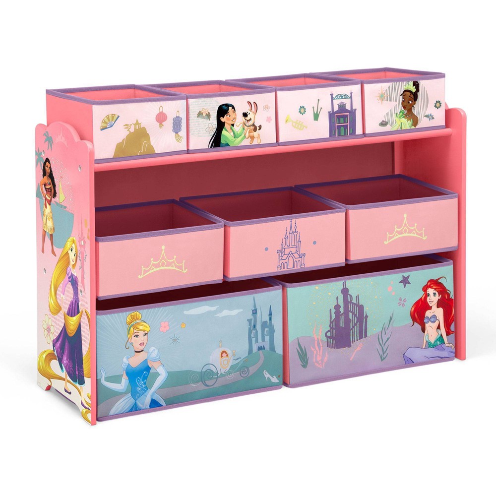 Photos - Wall Shelf Delta Children Disney Princess Deluxe 9 Bin Design and Store Toy Organizer