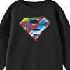 Superman Paint Splatter Logo Crew Neck Long Sleeve Boy's Black Sweatshirt - 2 of 2