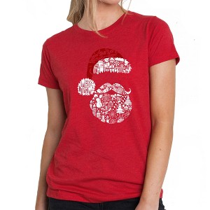 LA Pop Art Santa Pics - Women's Premium Blend Word Art T-Shirt - 1 of 4